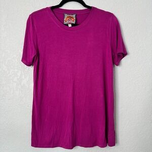 Johnny Was Embroidered Flower T Shirt Women's Size‎ S Magenta Short Sleeve Top